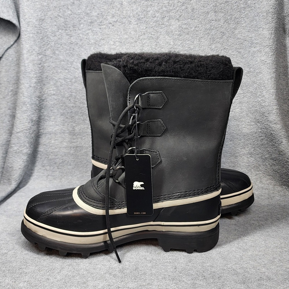 Sorel Caribou WP Boots Mens Size 7.5 Black Leather Waterproof Insulated Snow‎
